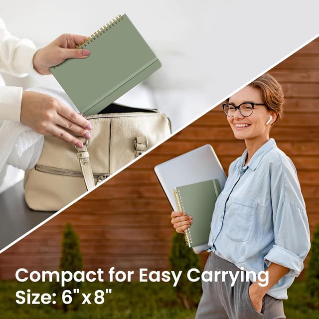 Detalle de Taja Lined Spiral Journal Notebook (A5, Green) — 140 Pages, Hardcover, College Ruled