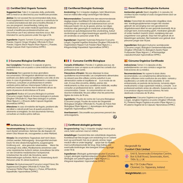 Thumbnail 4 de WeightWorld Kurkuma Kapseln 180 Stk 💊