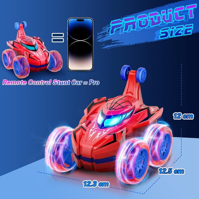 Detalle de Ophy Spider Car, auto telecomandata RC con rotazione 360° e luci LED