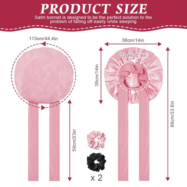 Detalle 2 de ACWOO Seidenhaube Satin Schlafmütze 2er-Pack 🧖♀