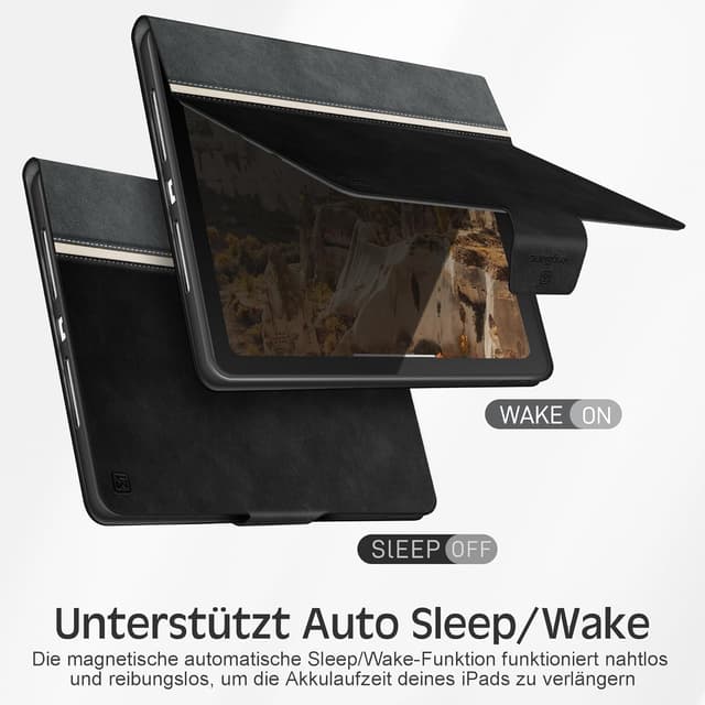 Detalle 1 de KingBlanc Schutzhülle für iPad 11 (A16, 11. Generation 2025) & iPad 10,9 (10. Generation 2022) – mit Stifthalter, Auto Schlaf/Wach & Ständer, Schwarz