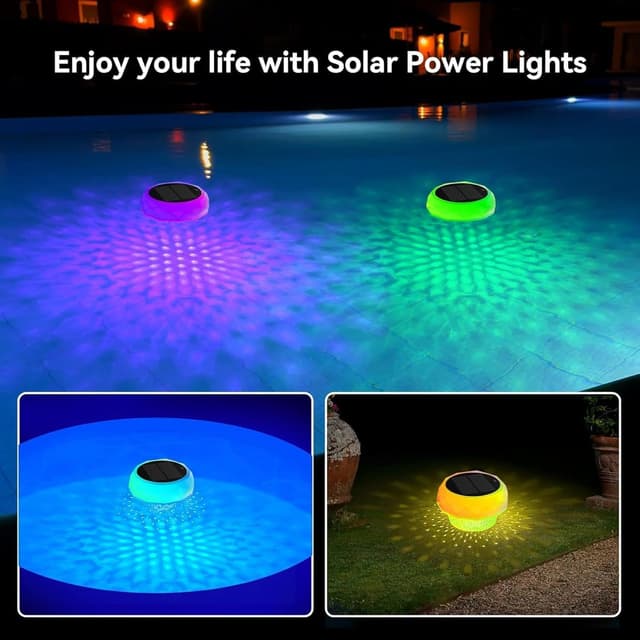Thumbnail 6 de yowin Poolbeleuchtung Solar schwimmend mit Fernbedienung, dimmbar (IP68, 7 Farben, 3 Modi)