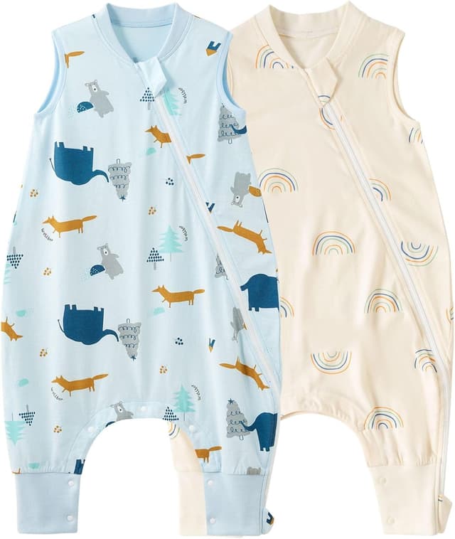 Detalle de Duomiaomiao Sacco nanna con piedi (confezione da 2) 0,5 Tog in cotone leggero per bambini 6-12 mesi