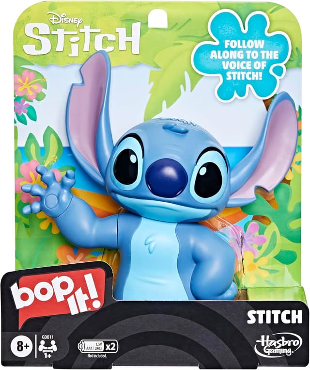 Detalle 2 de Bop It! Disney Stitch Electronic interactive sequence game with Voice of Stitch (Ages 8+)