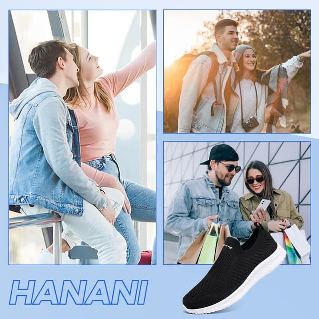 Detalle 2 de Hanani Slip-on Basket unisexe en maille respirante pour running, fitness et marche