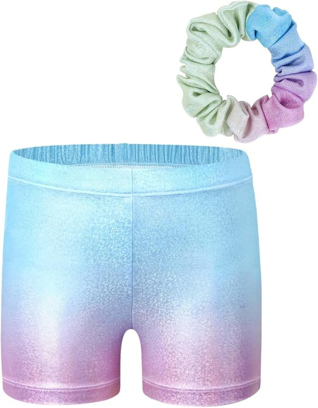 Detalle de Gogokids girls’ three-piece gymnastics set (sleeveless leotard, shorts and hairband) for ages 3–12