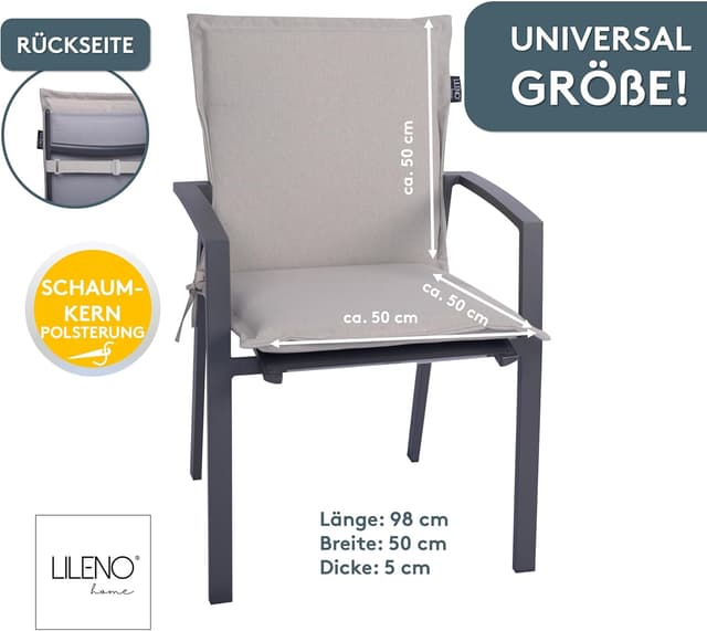 Detalle 2 de LILENO HOME Cojín para silla de jardín 🌸 respaldo bajo, crema