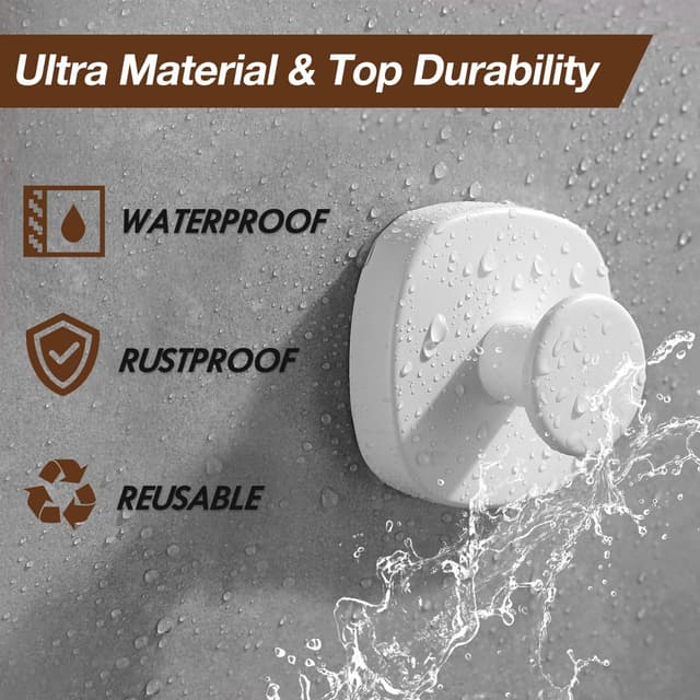 Detalle 2 de ZUNTO 4 Pack Suction Cup Hooks (No Drilling) for Bathroom & Kitchen – White stainless steel towel holders