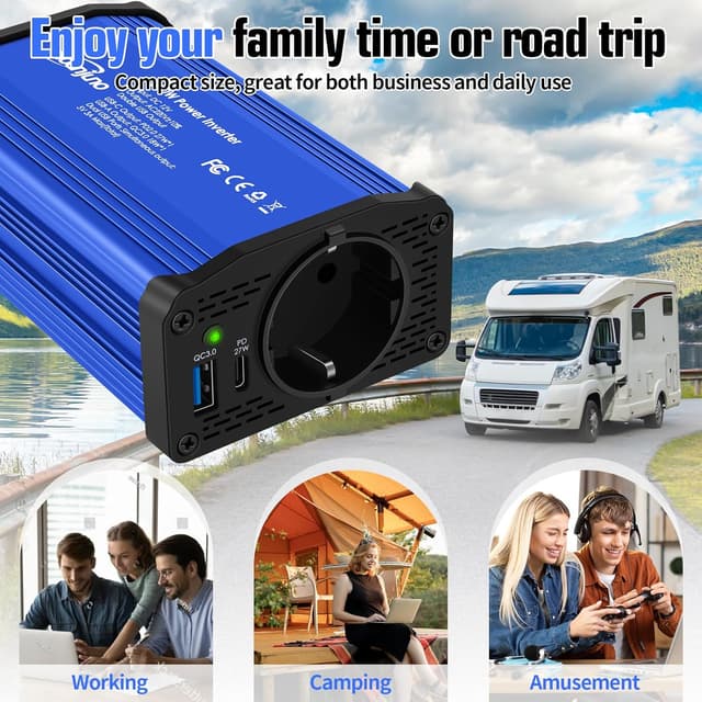 Thumbnail 6 de Hoenjuno Onduleur 300 W Convertisseur 12V→230V