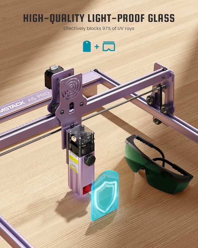 Detalle 2 de Atomstack A5 Pro 40W: incisore laser CNC per legno, metallo e acrilico (410×400 mm)