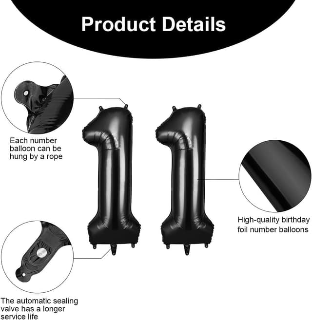 Thumbnail 2 de AOOSU Ballon Anniversaire 11 Ans 101 cm