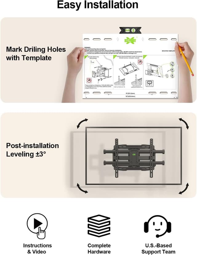 Detalle de USX Mount Full Motion TV Wall Mount for 37–82 Inch TVs (VESA up to 600×400mm)