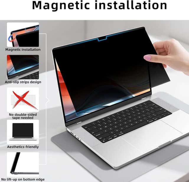 Detalle 2 de ZOEGAA 360° Magnetic MacBook Air 13.6-inch Privacy Screen (2022–2024) with Blue Light Blocking