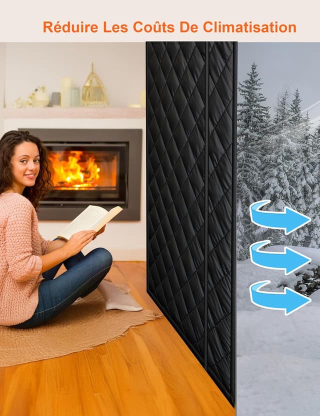 Thumbnail 5 de Rideau de Porte Isolant Thermique 90x210CM noir đȘ