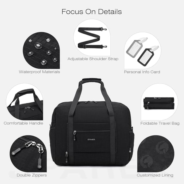 Thumbnail 6 de SPAHER Easyjet 45x36x20 Borsone da viaggio 30L impermeabile pieghevole con tasche e scomparto separa asciutto/bagnato