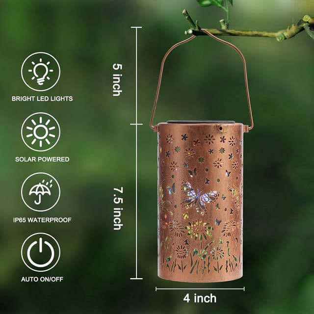 Detalle de Colorful Butterfly Solar Lanterns – IP65 Outdoor Waterproof Hanging Solar Lights for Garden, Patio & Porch