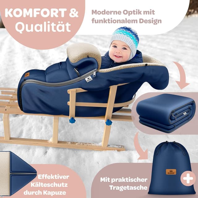Detalle de Kidiz Babyfußsack Winter für Kinderwagen & Babyschale – wasserdicht, winddicht, mit Lammfleece-Futter