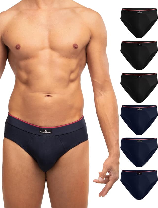 Detalle de Danish Endurance lot de 6 slips classiques pour homme en coton (avec stretch, sans étiquette)