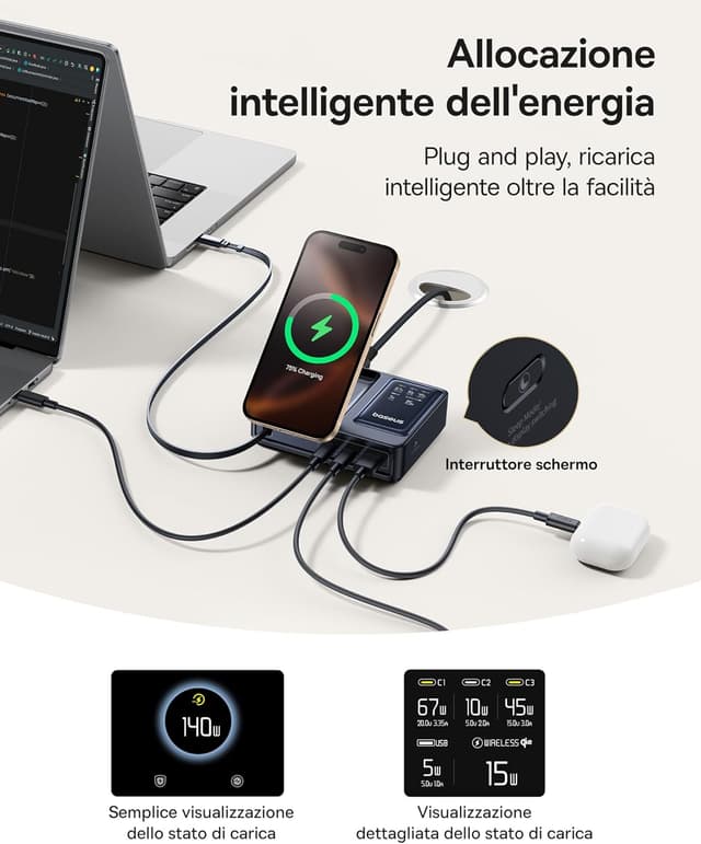 Thumbnail 1 de Baseus NOMOS 5‑in‑1 Stazione di ricarica 140W