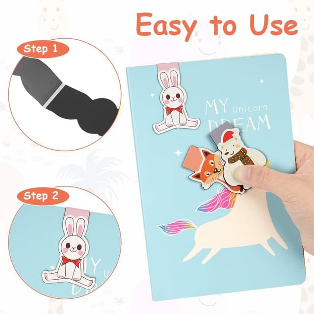 Detalle de AUYAO set da 12 segnalibri magnetici con clip e design a fumetti