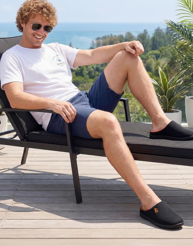 Detalle de VeraCosy Chaussons homme à mémoire de forme bicolores, intérieur en peluche