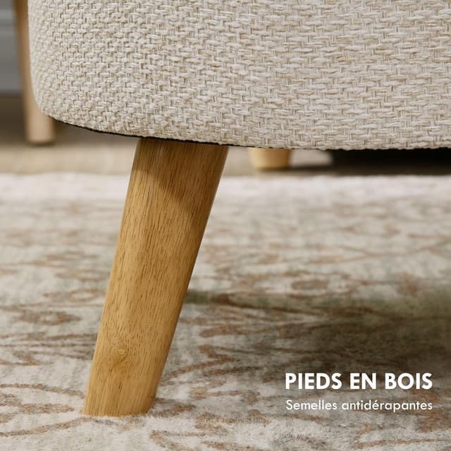 Thumbnail 5 de HOMCOM Pouf Rond Repose-Pieds Tabouret avec Coffre de Rangement