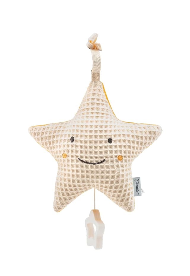 Detalle de Spieluhr „Stern“ mittel ecru zum Anbinden – Einschlafhilfe mit aufziehbarem Spielwerk ab Geburt