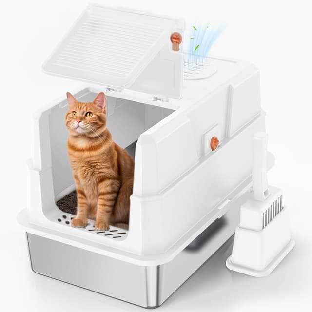 Detalle de SZEE Cat Litter Tray 6kg stainless steel tray 🐾