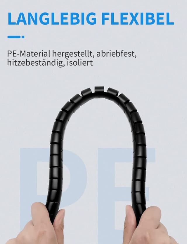 Thumbnail 4 de shinfly Kabelschlauch-Set 2 x 1,5 m (16/22 mm) selbstschließend mit Kabelbindern, Clips & Drahtführung