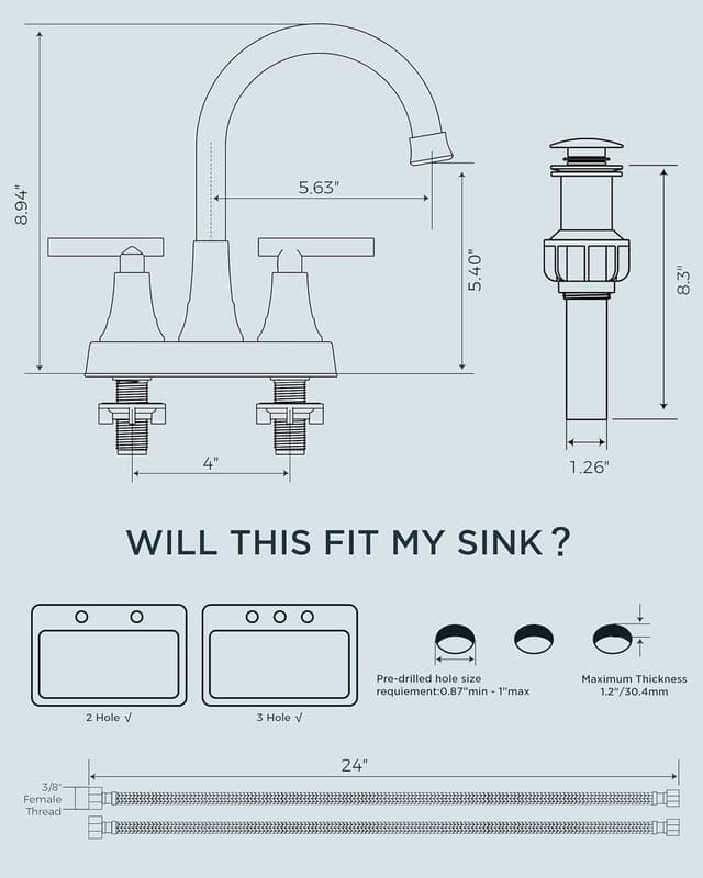 Thumbnail 4 de FORIOUS Bathroom Faucet 4 Inch Centerset 🚰
