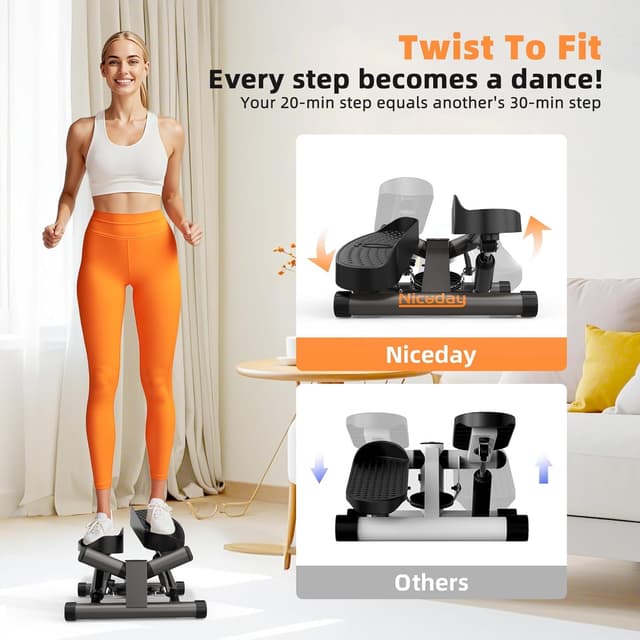 Thumbnail 1 de Niceday Mini Stepper with LCD Monitor and Bands 🏋️♀