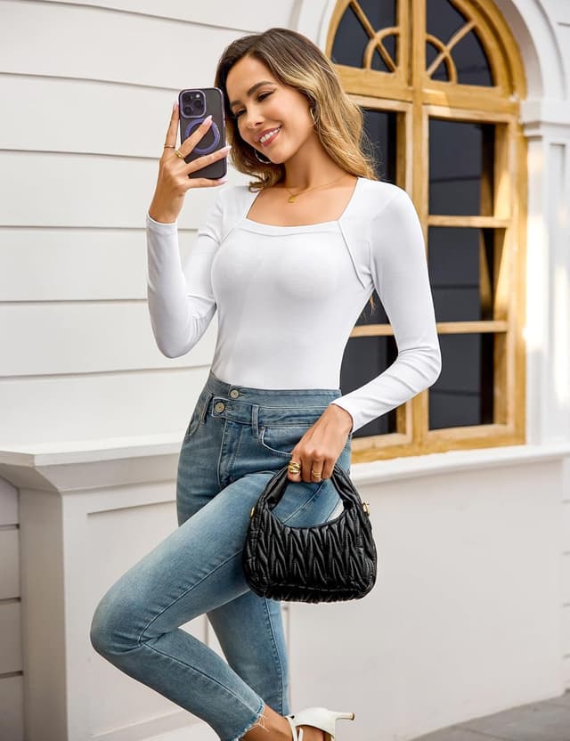 Thumbnail 2 de Aottori Camiseta Manga Larga Mujer Cuello Cuadrado