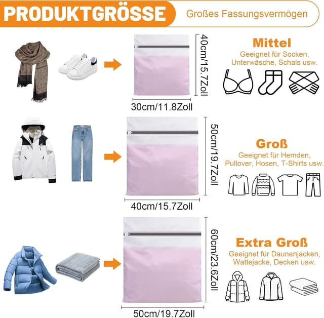 Detalle 2 de Dntorx Wäschenetz 7er-Set für 30x40 cm