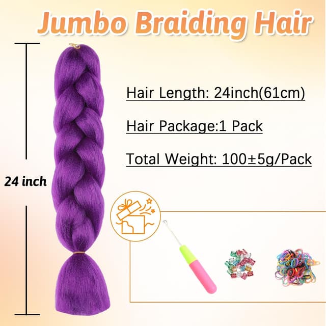 Detalle 2 de ShowJarlly Trenzas Africanas 24 60 cm Morado