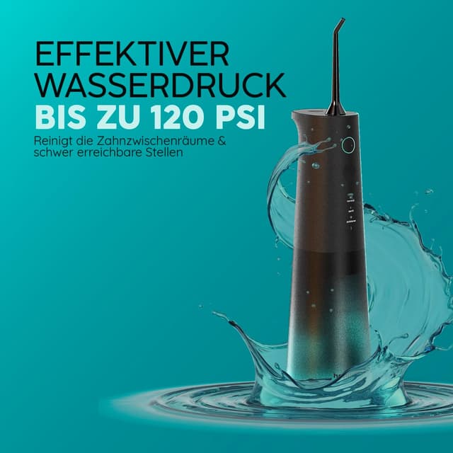 Detalle de happybrush® Munddusche kabelloser Water Flosser – 100 Tage testen (Testsieger)