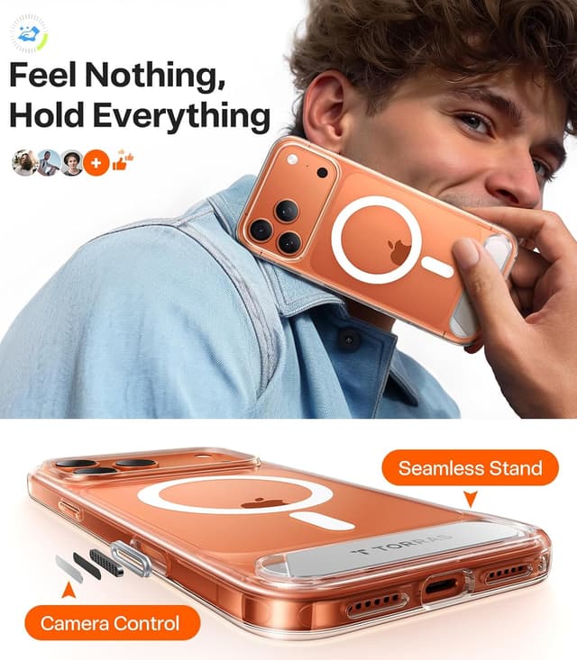 Thumbnail 6 de TORRAS Strong Magnetic & Seamless Stand Case for iPhone 17 Pro (MagSafe + MIL-STD-810H protection)