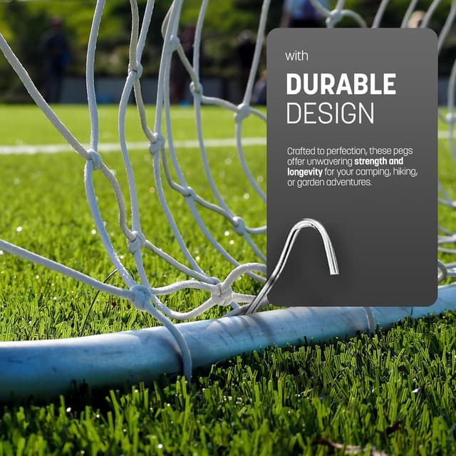 Detalle 2 de KEPLIN Steel Alloy Tent Pegs (50 Pack) – 9 inch galvanised ground pegs for camping, gazebos and netting