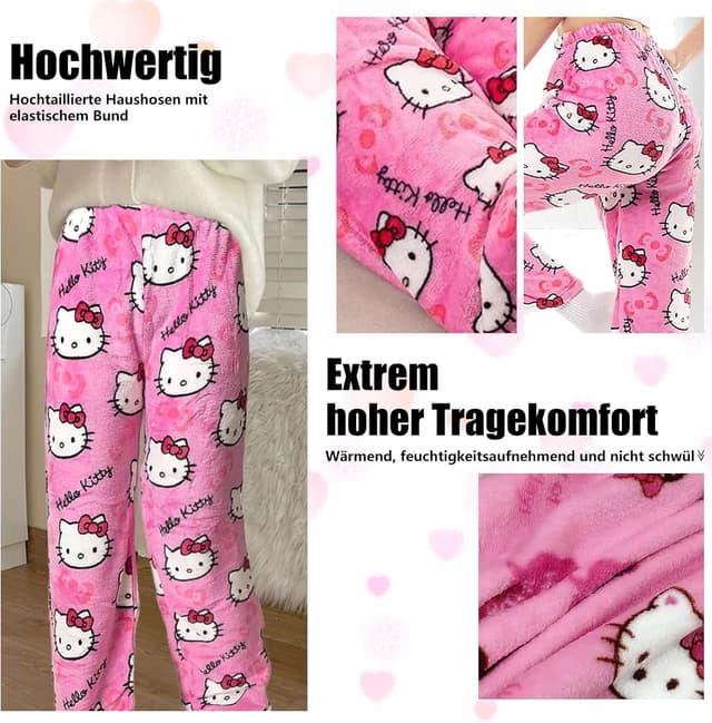 Thumbnail 2 de Europäische Größe Pyjama Hosen Damen aus Flanell – Anime-/Cartoon Freizeit-Lounghose für Herbst & Winter
