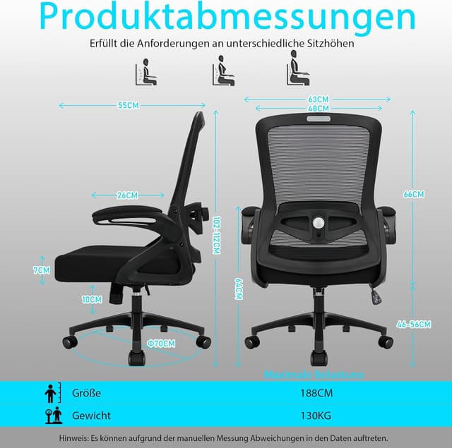 Detalle 2 de Milacyee Bürostuhl mit 4D-Lendenstütze