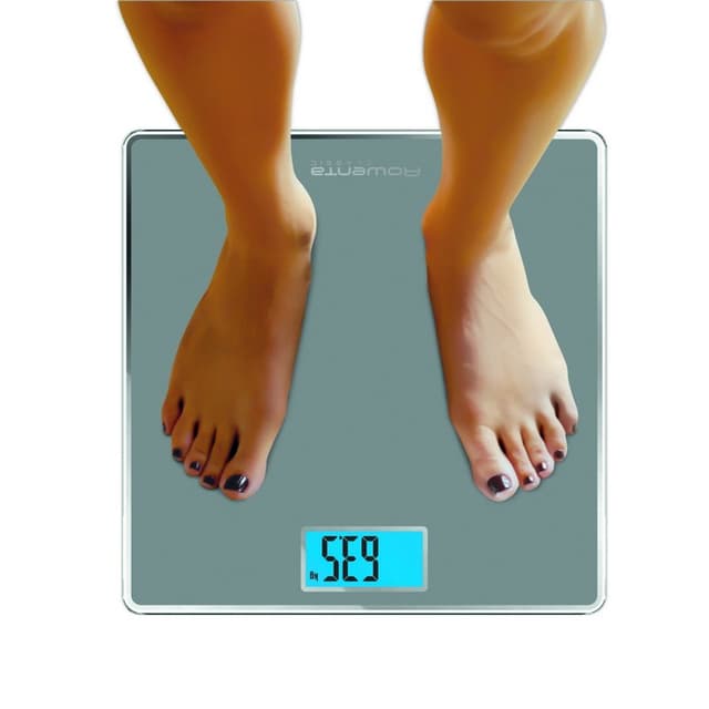 Detalle de Rowenta Classic BS1500V0 báscula de baño digital plata, diseño extraplano