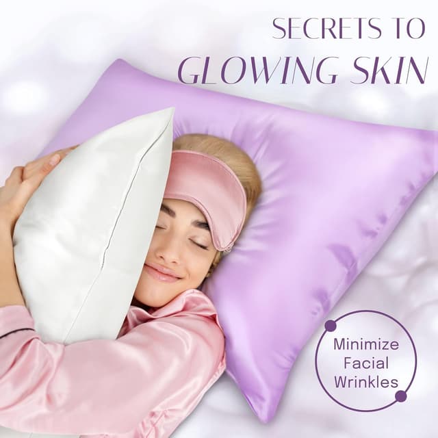 Thumbnail 2 de OLESILK Seide-Kissenbezug (16 Momme) 40x40 cm, Helllila, mit Reißverschluss – 2er-Set