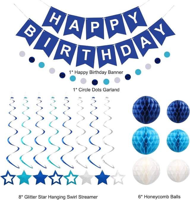 Thumbnail 5 de meowtastic Birthday Decorations banner with blue garland 🎉