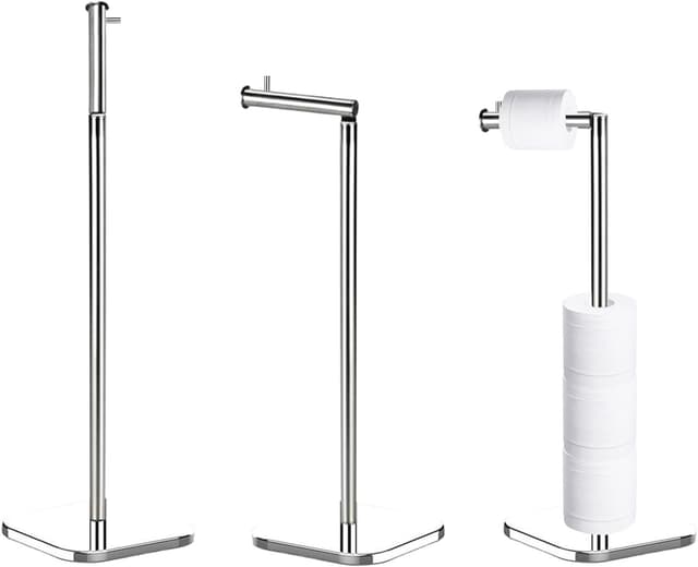 Detalle de Toilet Roll Holder Free Standing Stainless Steel Chrome Stand for 6 Rolls (Silver)