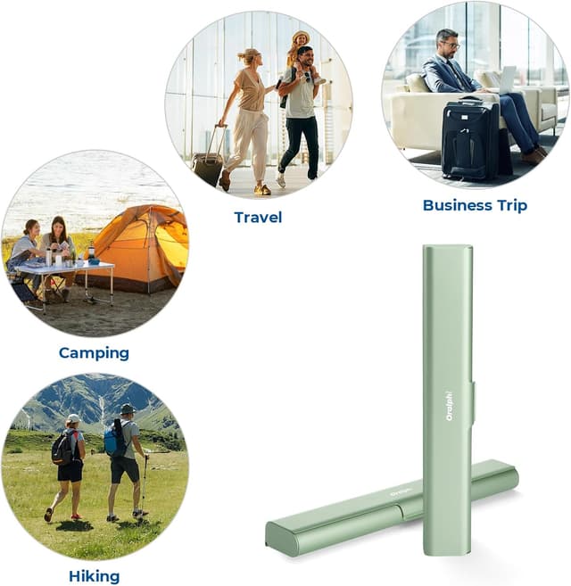 Detalle de Oralphi aluminium travel toothbrush case – manual toothbrush holder with drainage hole (green)