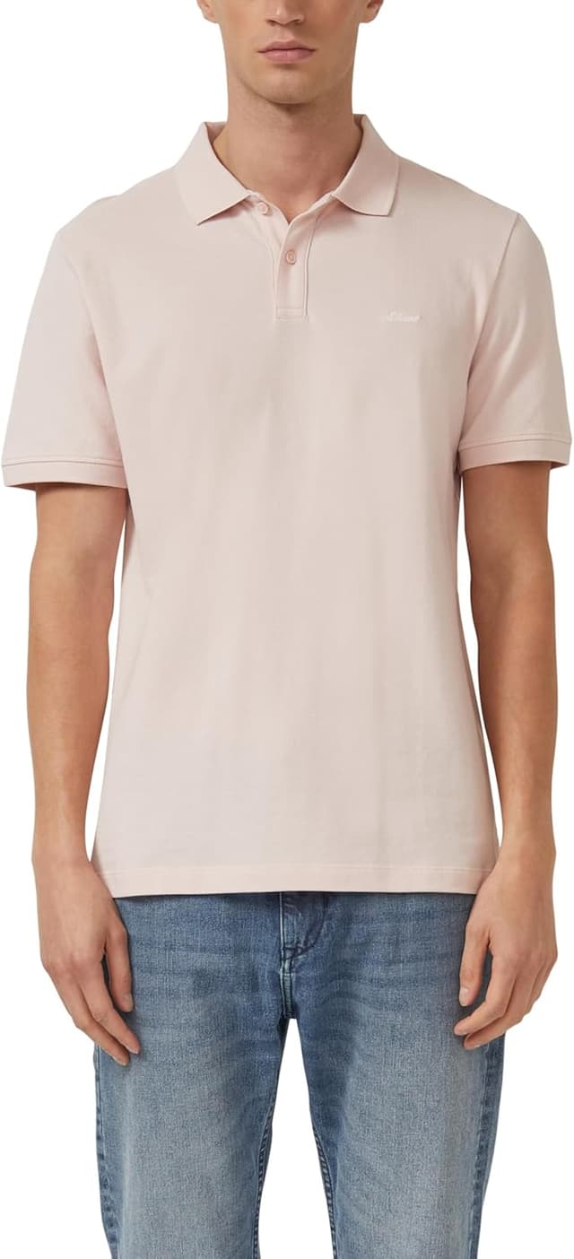 Detalle de s.Oliver Poloshirt mit kleinem Label-Print – reguläre Passform in Piqué-Baumwolle