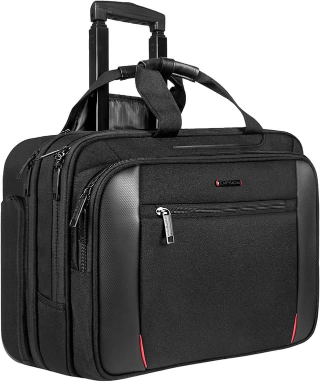 Detalle de EMPSIGN Borsa per laptop con ruote trolley fino a 17,3" e tasca RFID, impermeabile – nero
