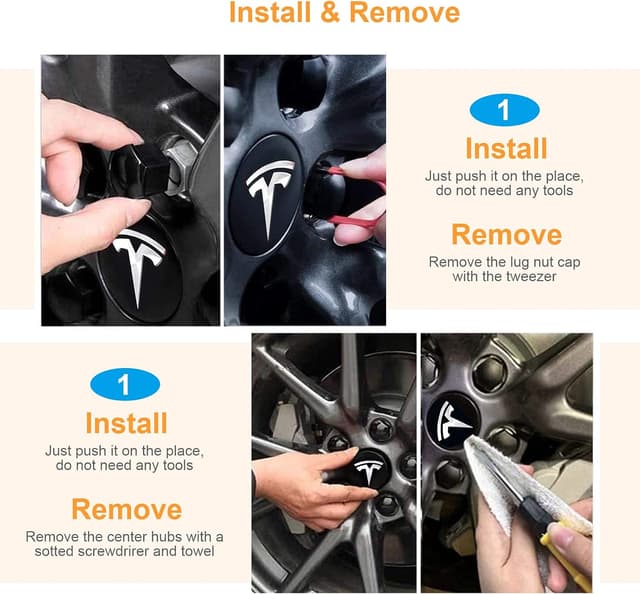 Thumbnail 1 de RUIZHI Tapas tuerca rueda para Tesla Model 3 S X (negro)