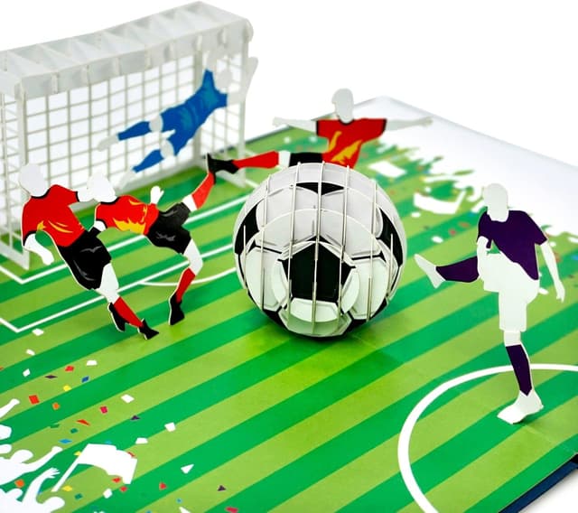 Detalle de CUTPOPUP Football Soccer – Carte de fête des pères pop-up pour homme (15 x 20 cm) + note séparée
