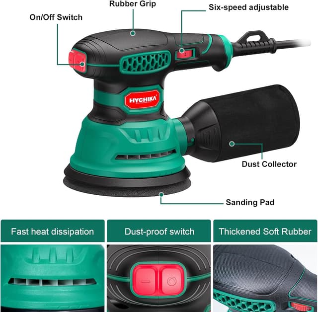 Thumbnail 6 de HYCHIKA Random Orbital Sander 300W (up to 12000 OPM) with 6 speed control