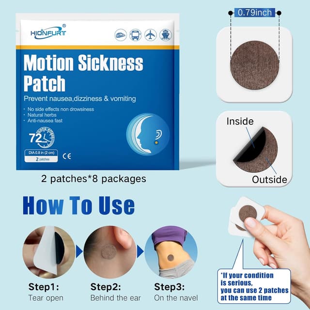 Thumbnail 2 de Hionfurt Motion Sickness Patches 16ct — 72 Hours 🩹